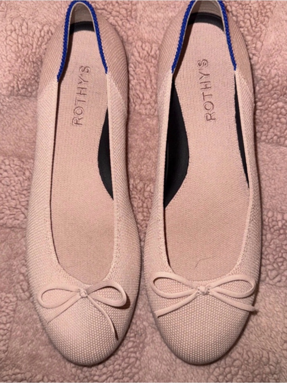 Rothy's Blush Pink Ballet Flats with Bow Detail